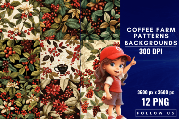 Coffee Farm Patterns Backgrounds