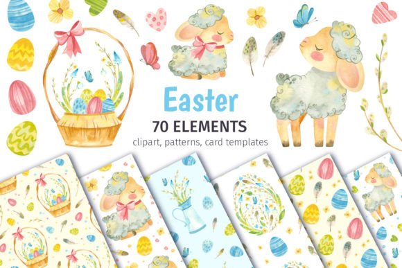 Easter Clipart, Patterns, and Card Templates for Creative Projects