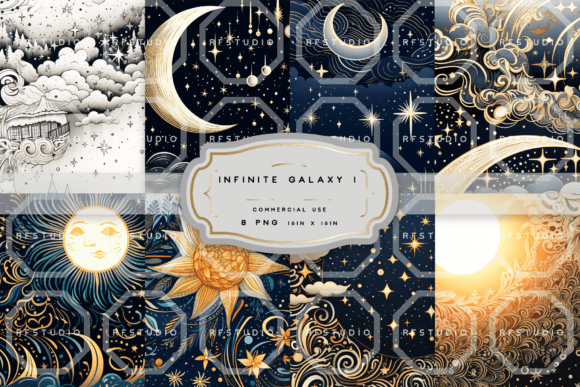 INFINITE GALAXY. Seamless Pattern Pack 1