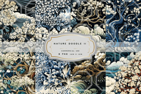 Nature Doodle. Seamless Pattern Pack 2