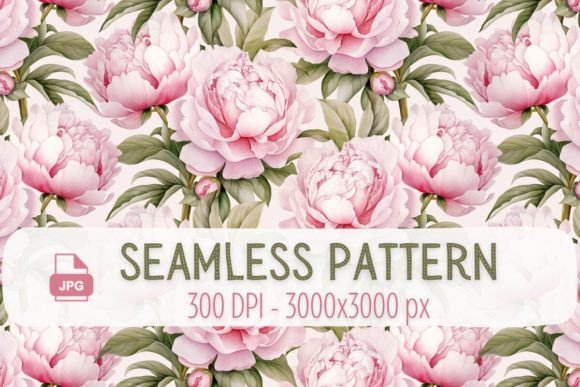 Peony Flowers Seamless Pattern