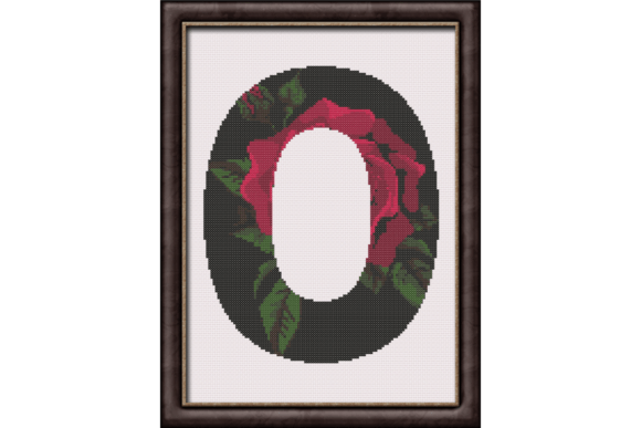 Red Rose on Black O Monogram: A Timeless Design for Modern Stitchers