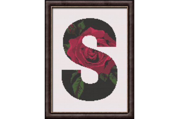 Red Rose on Black S Monogram Design