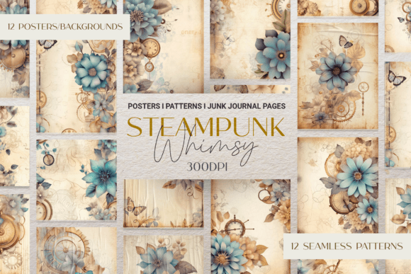 Steampunk Whimsy Posters and Patterns