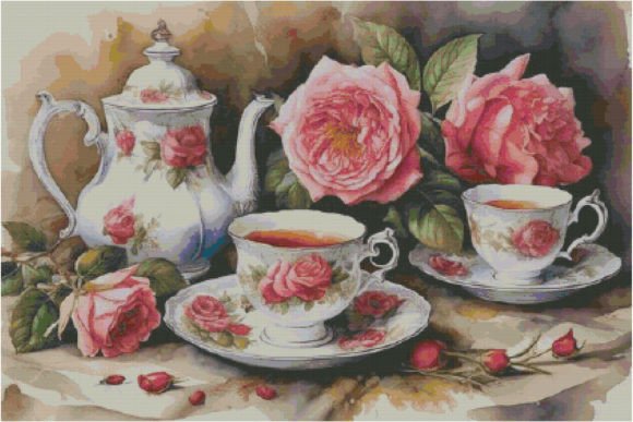 Tea Party Cross Stitch Pattern Guide