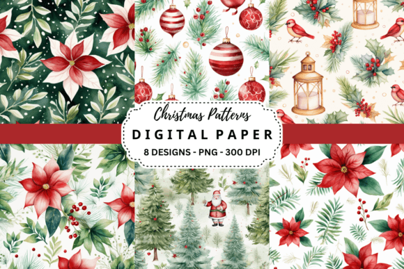 Watercolor Christmas Patterns Background: A Versatile Design Asset for Creative Projects