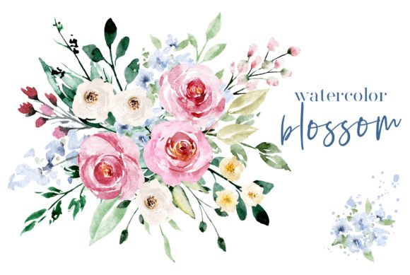 Watercolor Flowers Set Blossom