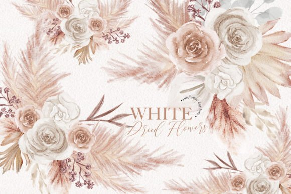 White Boho Dried Floral Pampas Grass